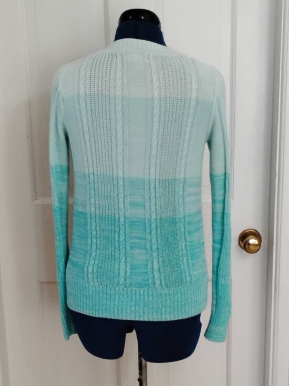 Forever 21 Cotton Blend Aqua Ombre Striped Pullover Sweater - Picture 3 of 6